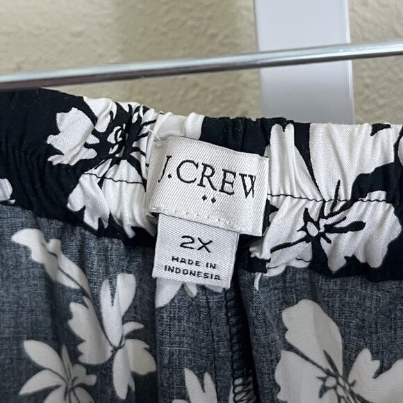 J. Crew Printed Faux Wrap Midi Skirt Womens Plus Size 2X Black White Floral - Picture 7 of 8